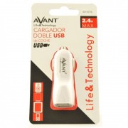 CARGADOR RAPIDO USB BLANCO COCHE 2 PUERTOS 2.4A AVANT